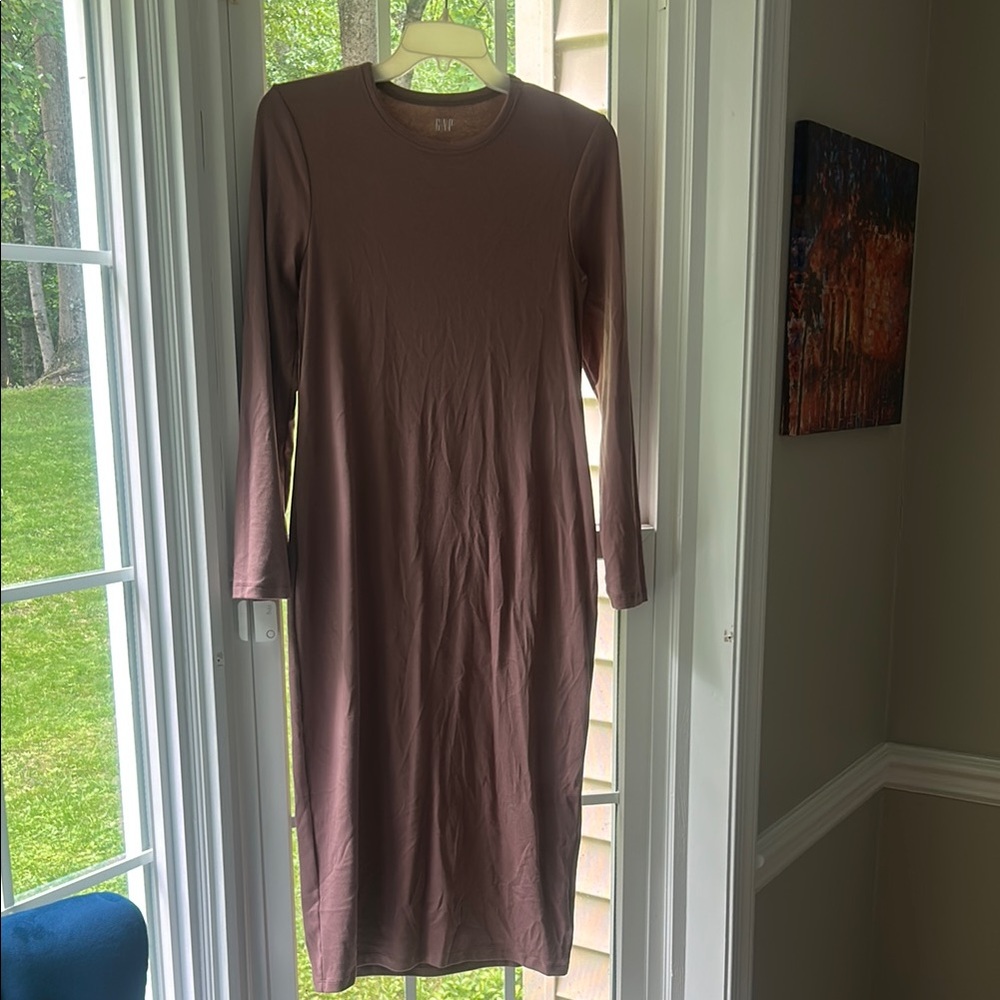 GAP Mauve Long Sleeve Midi Dress
